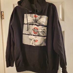 Black Hoodie with Graphic Weed/rolling/smoke Up Grafic On Fronr